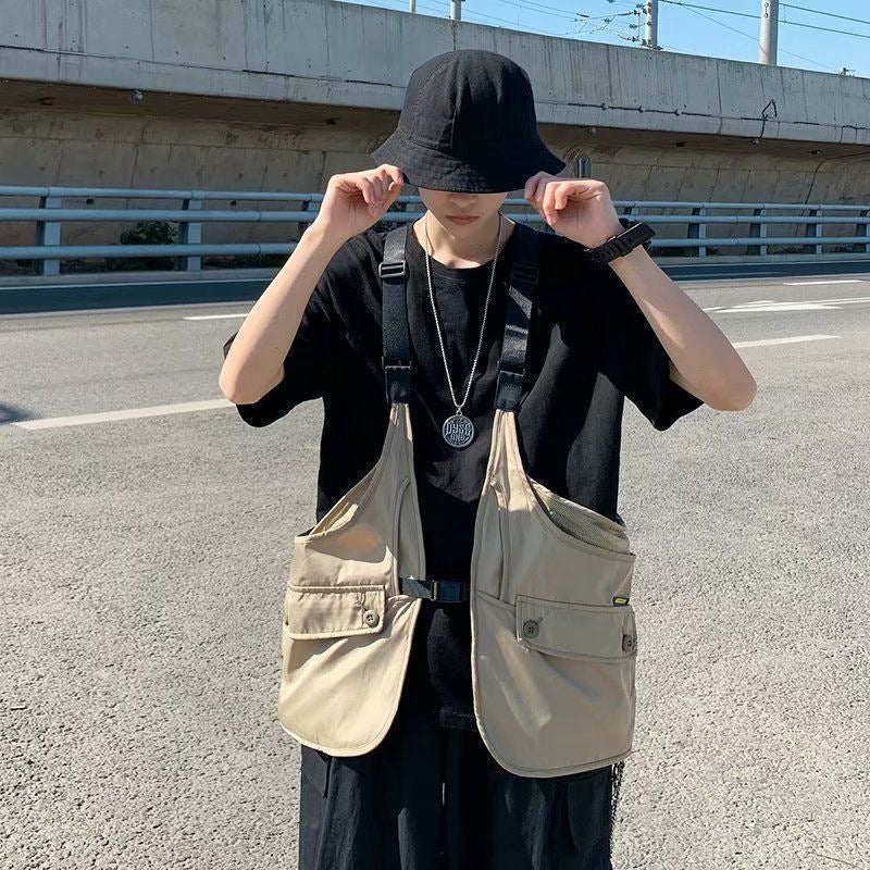 Retro Trendy Brand Military Functional Sleeveless Vest Vest Men'S And Women'S Japanese Multi-Pocket Workwear Reporter Director Jacket Male - Image 3